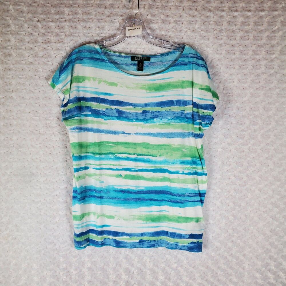 Ralph Lauren Women's Teal Patterned Sleeveless Top Size M